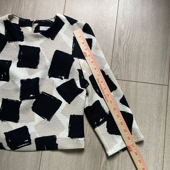 L.K. Bennett Nadine Textured Top Women's Size 4 Black Cream Office Work Evening - Picture 9 of 10